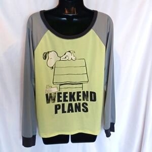 Peanuts, unisex long sleeve peanuts green shirt, L, new with tags